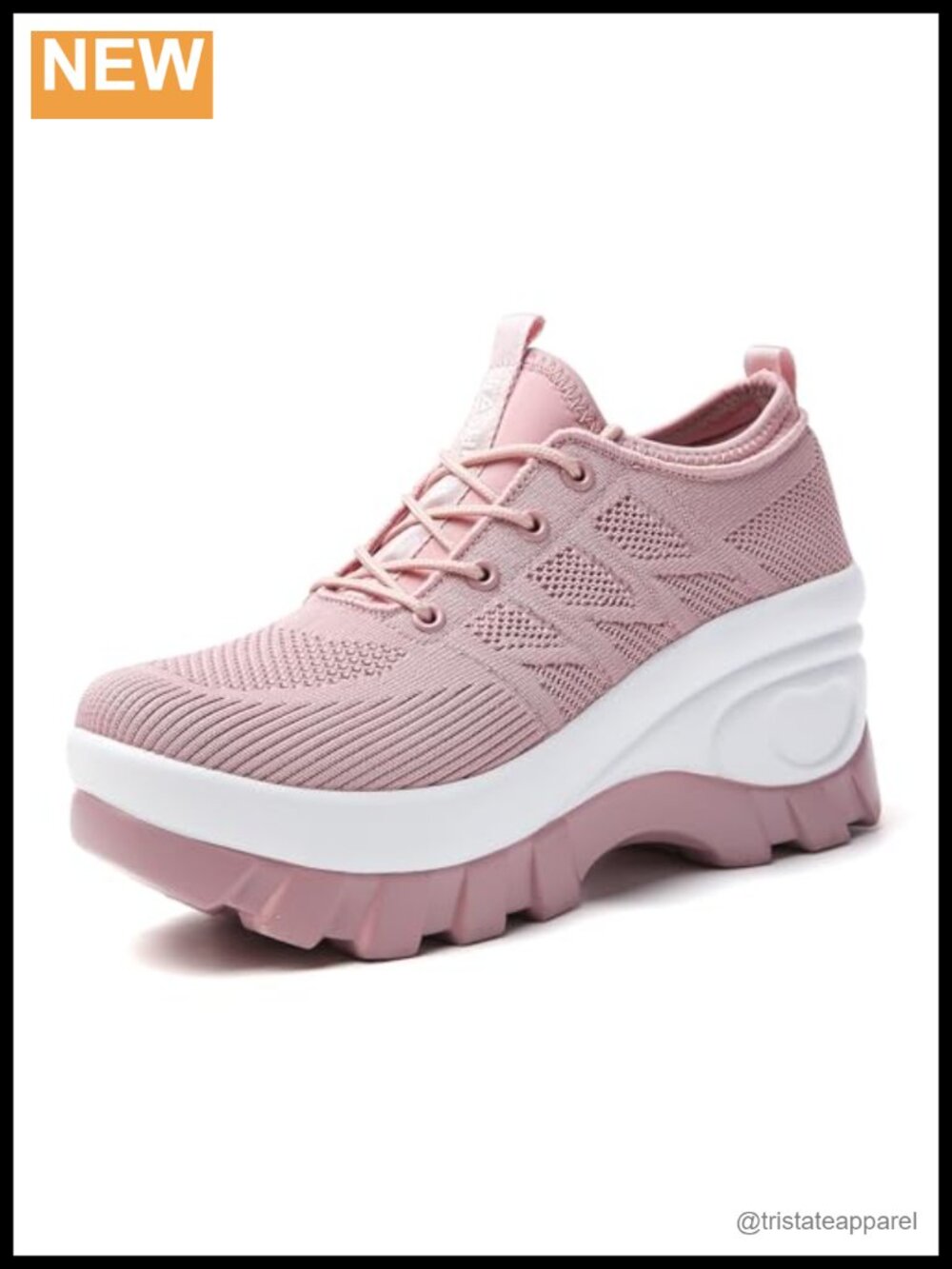 Chunky Platform Orthopedic Walking Shoes Knitted Breathable Lace Up Lug Sole